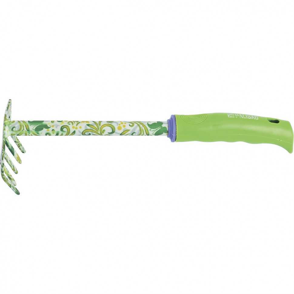 Грабли 5 - зубые, 85 х 310 мм, стальные, пластиковая рукоятка, Flower Green, Palisad Серия Flower green фото, изображение