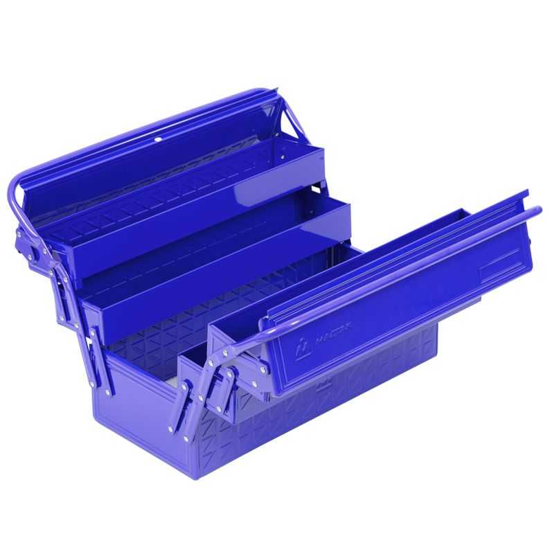 Ящик инструментальный раскладной, 5 отсеков, синий МАСТАК 510-05420B Ящики для инструмента металлические фото, изображение