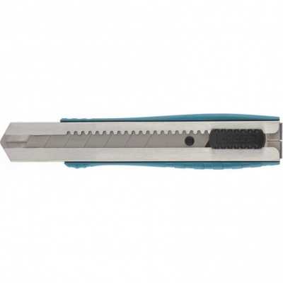 Нож, 195 мм, металлический корпус, выдвижное сегментное лезвие 25 мм (SK-5), металлическая направляющая, клипса для ремня Gross Ножи строительные фото, изображение